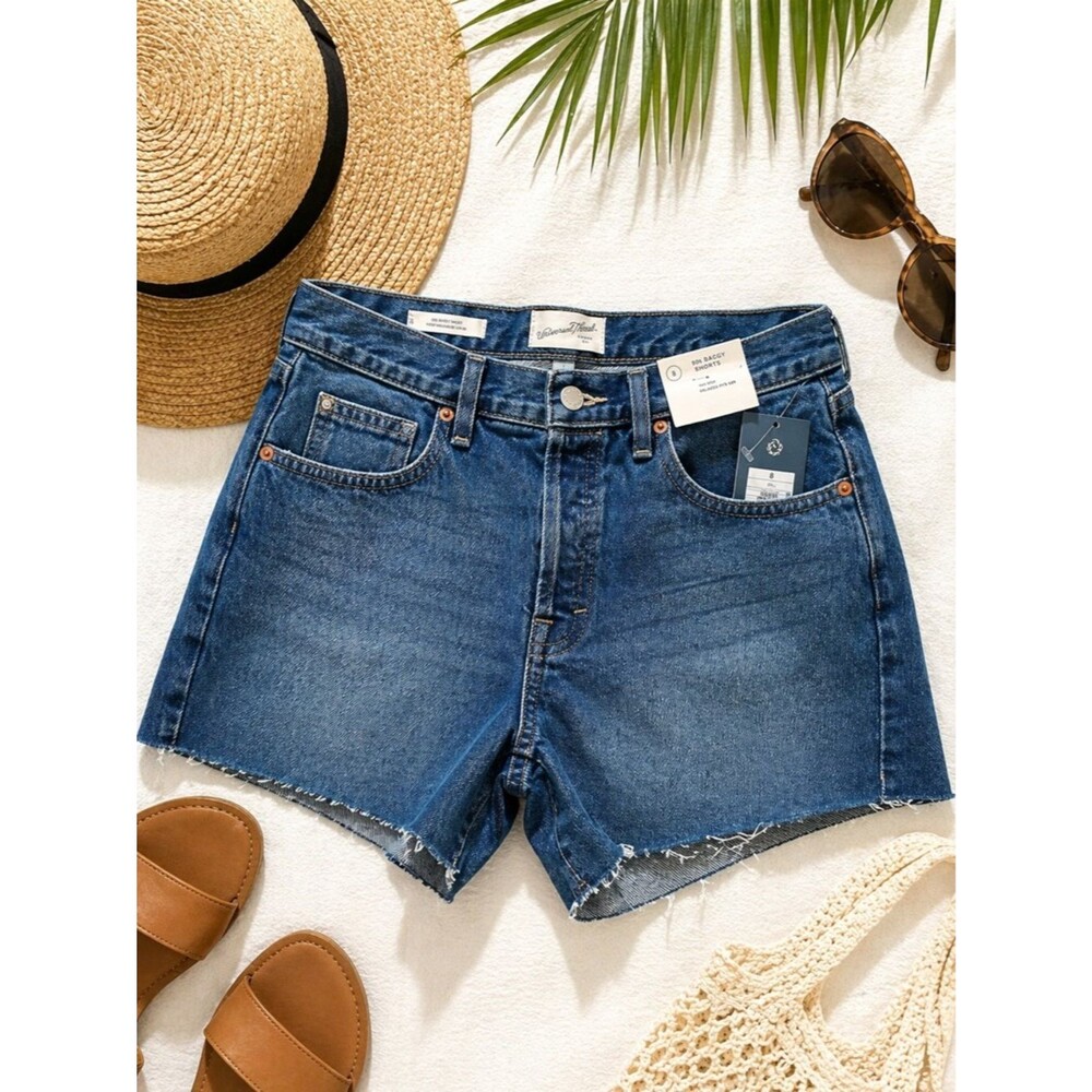 Universal Thread Cut Off Jean Shorts Womens 8 Blue 90s Baggy High Rise Y2K NWT